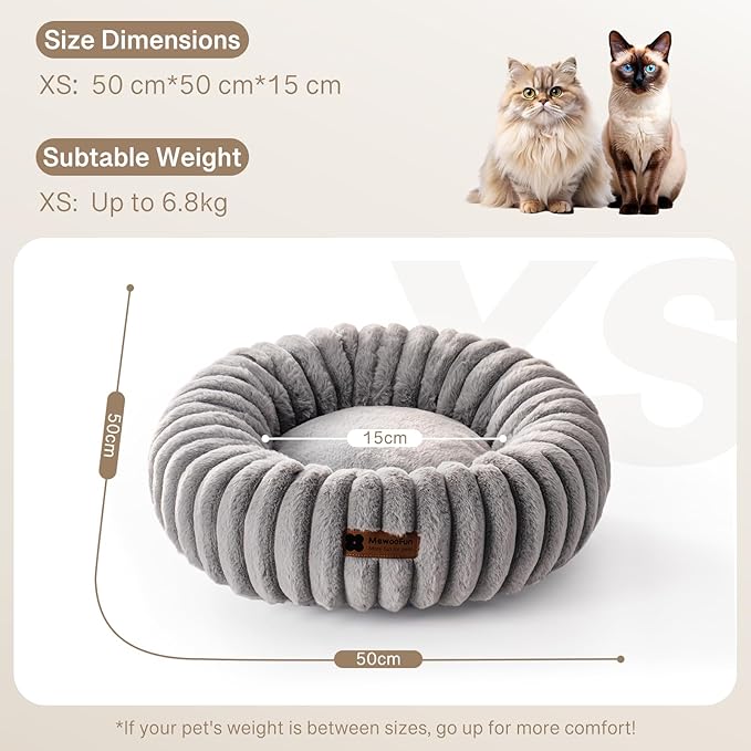 MEWOOFUN Plush Donut Bed Anti-Anxiety alming Nest for Cats & Small Dogs Washable, Non-slip, Soft Faux Fur Cushion (Multiple Colours)