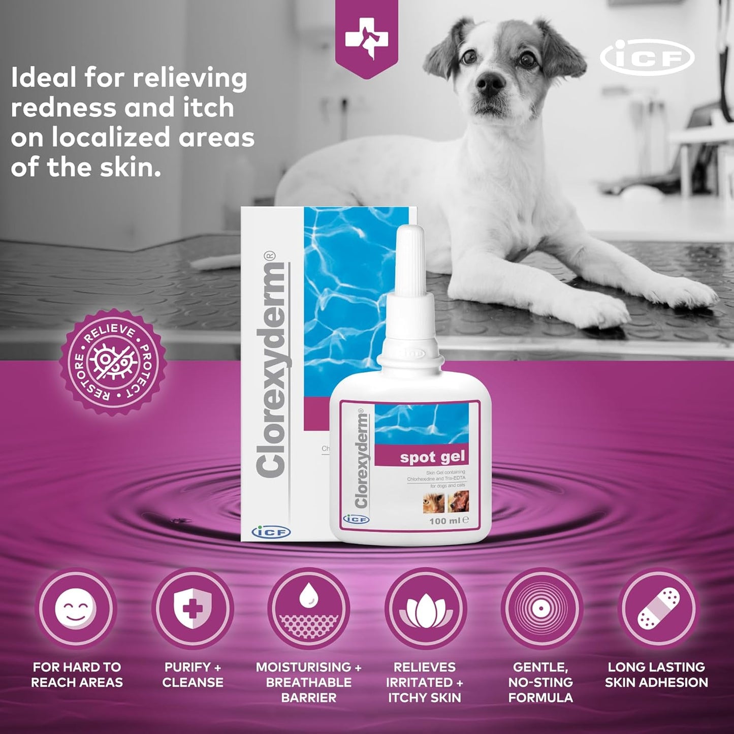 ICF Clorexyderm Gel – Advanced Skin Care for Cats & Dogs | Ideal for Paws, Folds, and Local Irritations