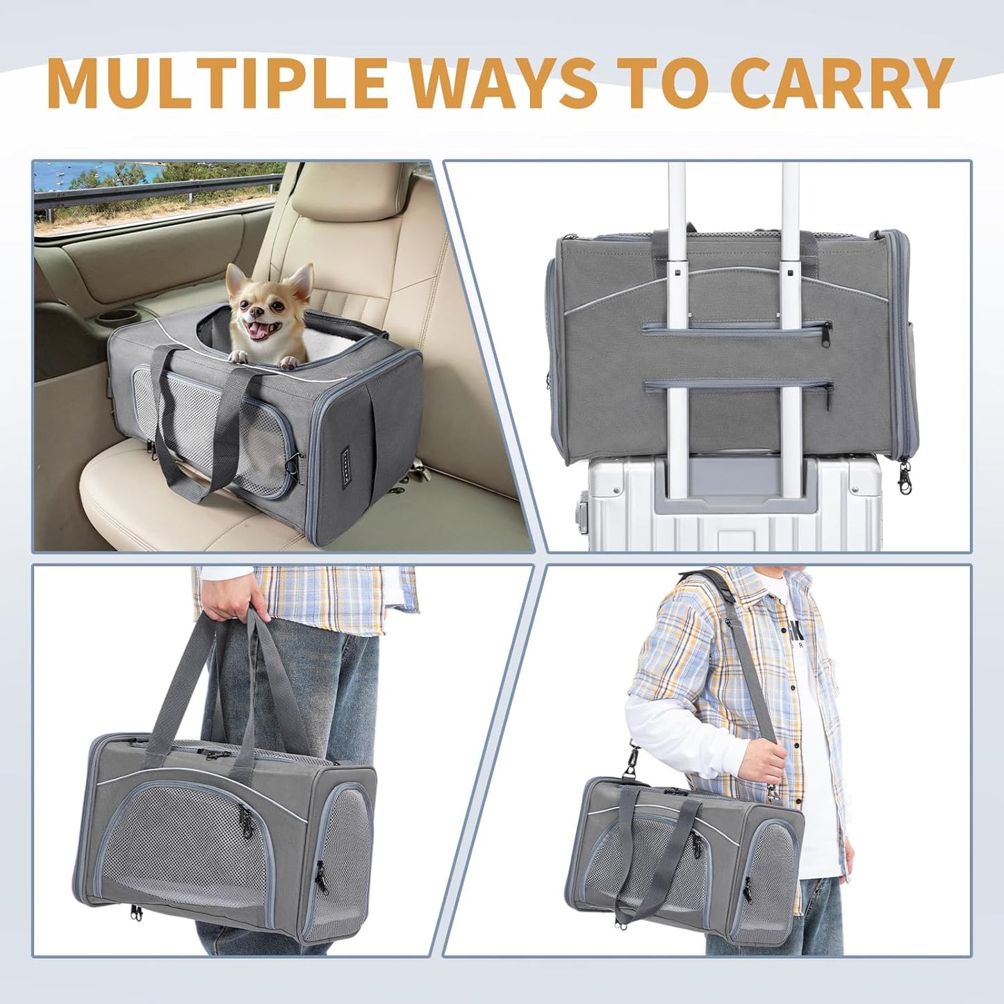 Deluxe Airline-Approved Cat Carrier with Wheels – Foldable, Soft-Sided Pet Travel Bag