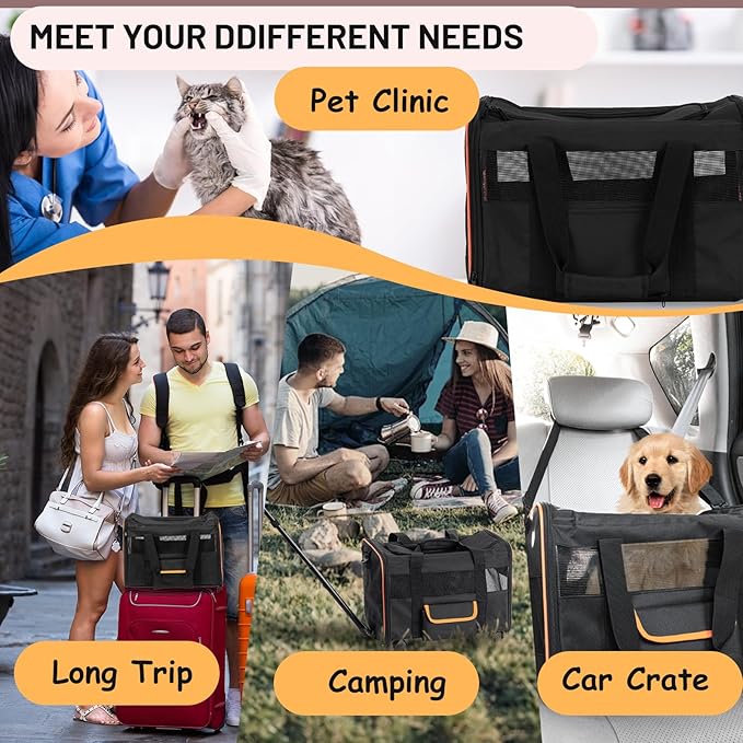UNICITI Soft Cat & Dog Travel Carrier – Airline-Approved Pet Bag with Mesh Panels and Cozy Mat