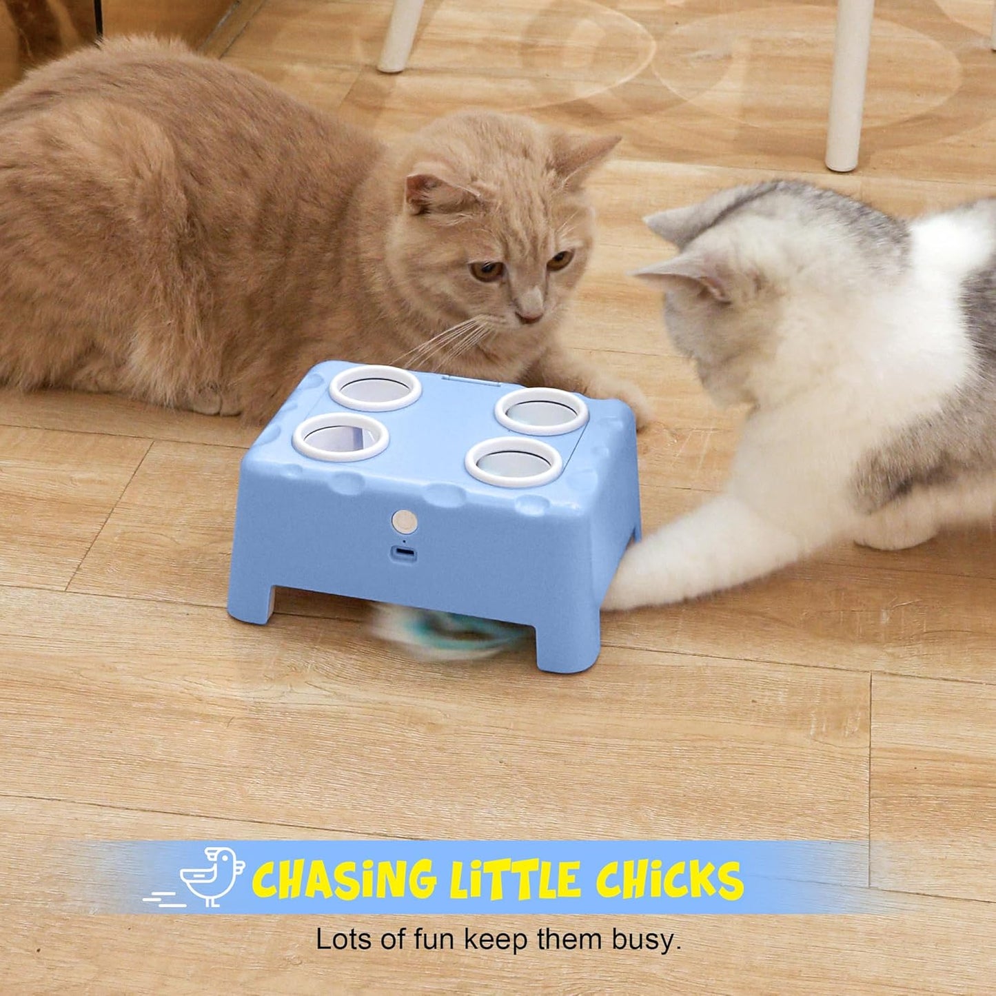 PUHOHUN Automatic Cat Toy Rechargeable Interactive Feather Mice Game with