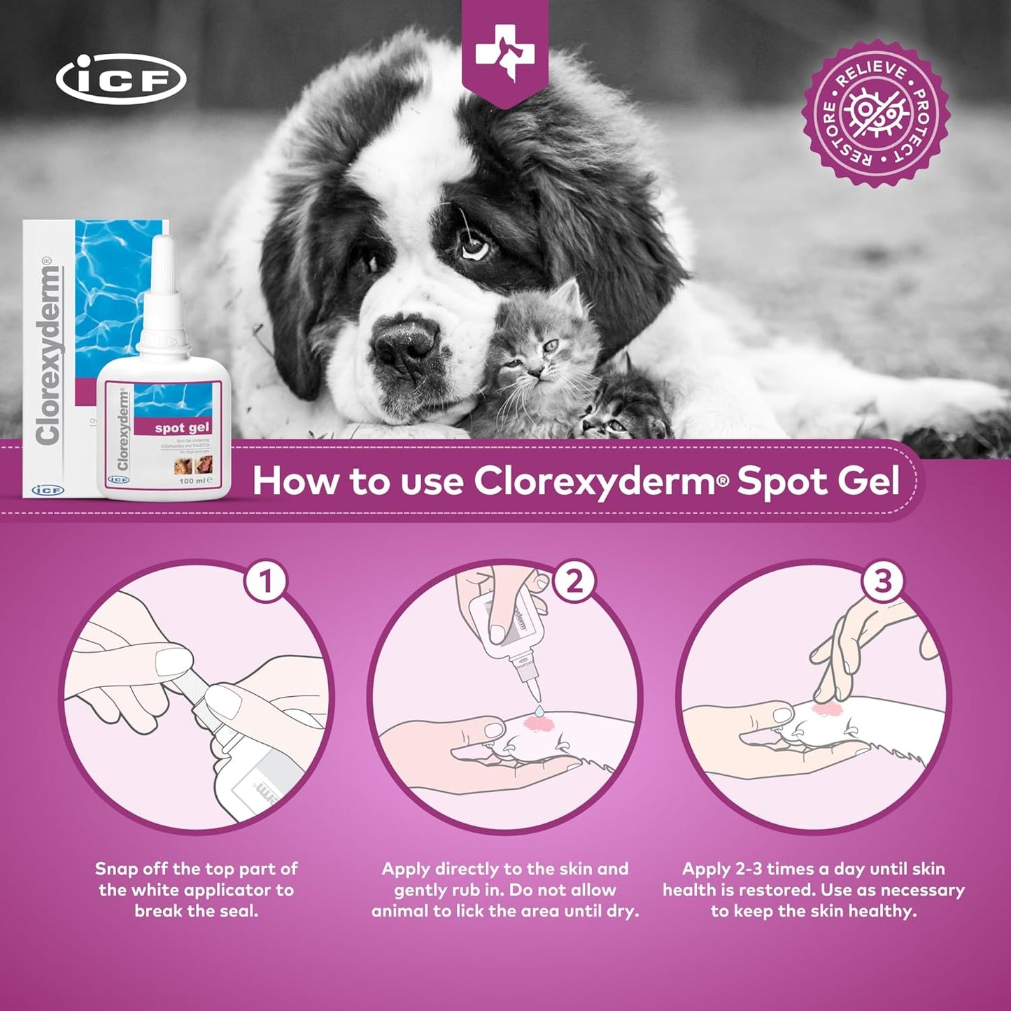 ICF Clorexyderm Gel – Advanced Skin Care for Cats & Dogs | Ideal for Paws, Folds, and Local Irritations