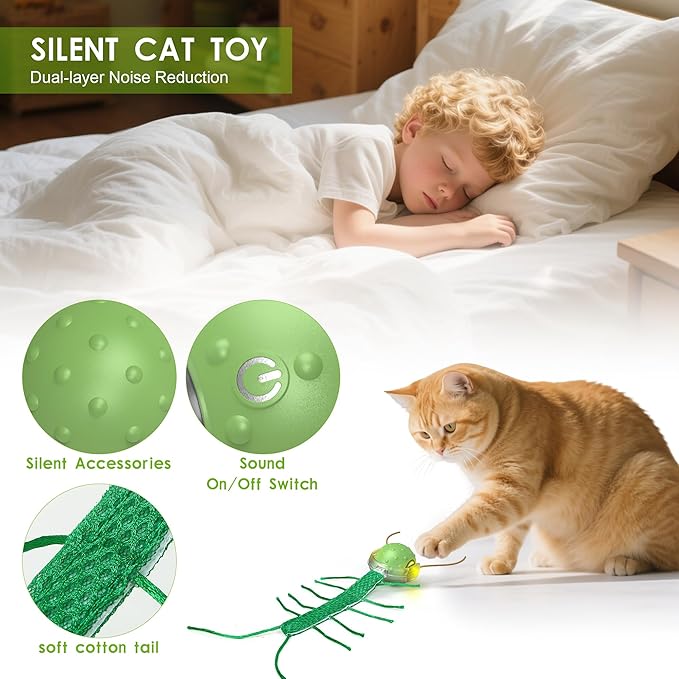Rechargeable Dual-Tail Cat Toy with Bird Sounds Smart Enrichment Ball for Indoor Cats