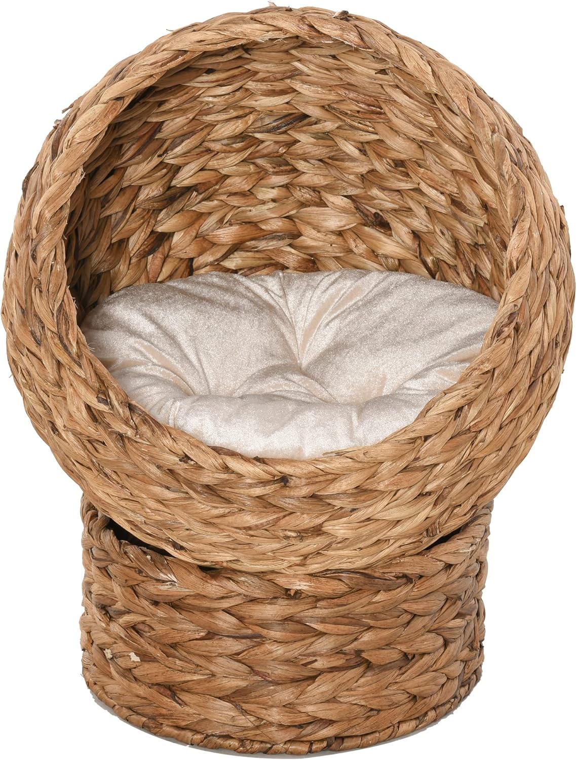 "PawHut Woven Banana Leaf Cat Bed – A Cozy Eco-Den for Your Furry Explorer"