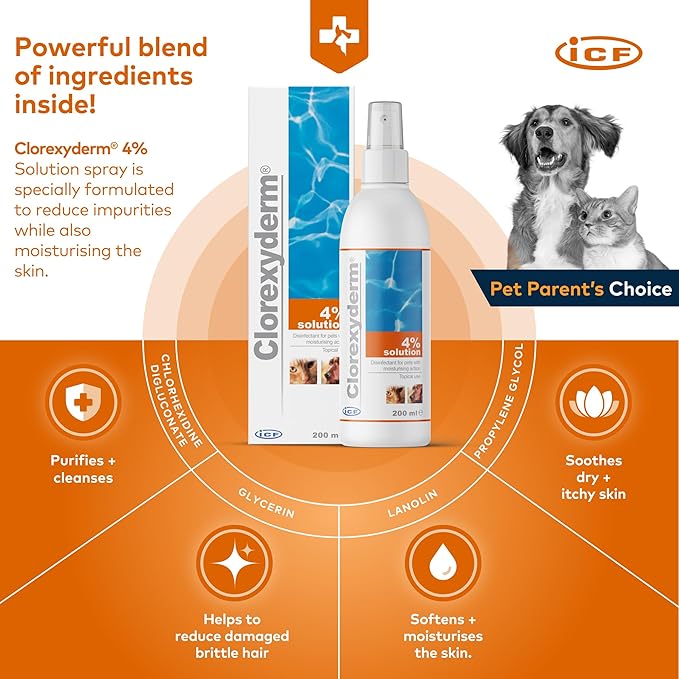 ICF Antibacterial Spray for Cats & Dogs – Vet-Approved Relief for Scratches, Itchy Skin & Hot Spots (200ml)