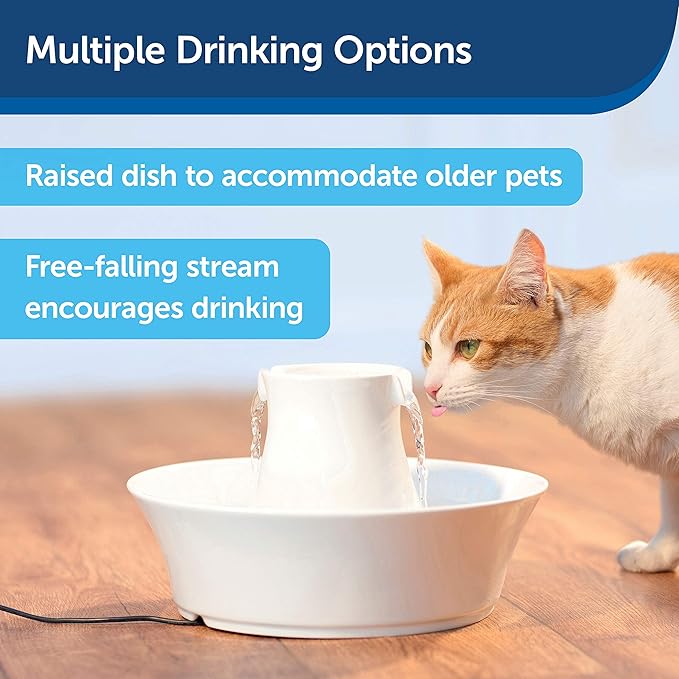 Ceramic Avalon Pet Fountain – 2L Dual-Stream Drinking Fountain for Cats & Small Dogs, Stylish & Hygienic by PetSafe