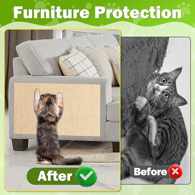 ENONCI Cat Scratch Mat Self-Adhesive Sofa Furniture Protector for Cats Washable, Trim-to-Fit, Claw-Resistant Polyester Shield (Multiple Sizes & Colours)