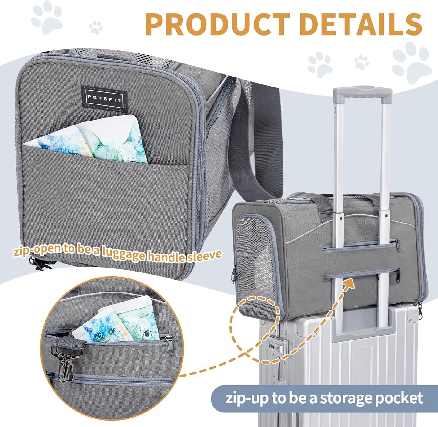Deluxe Airline-Approved Cat Carrier with Wheels – Foldable, Soft-Sided Pet Travel Bag