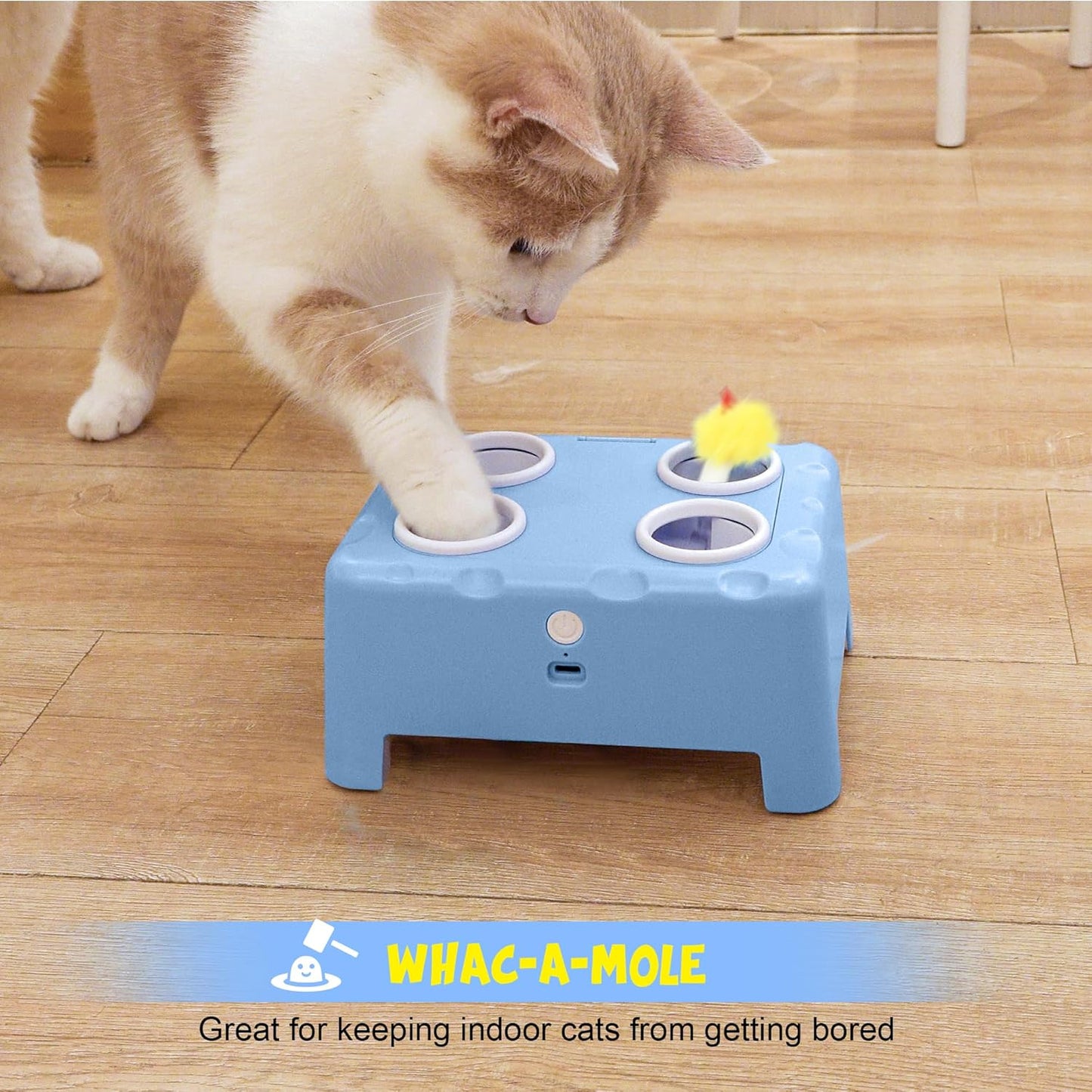 PUHOHUN Automatic Cat Toy Rechargeable Interactive Feather Mice Game with