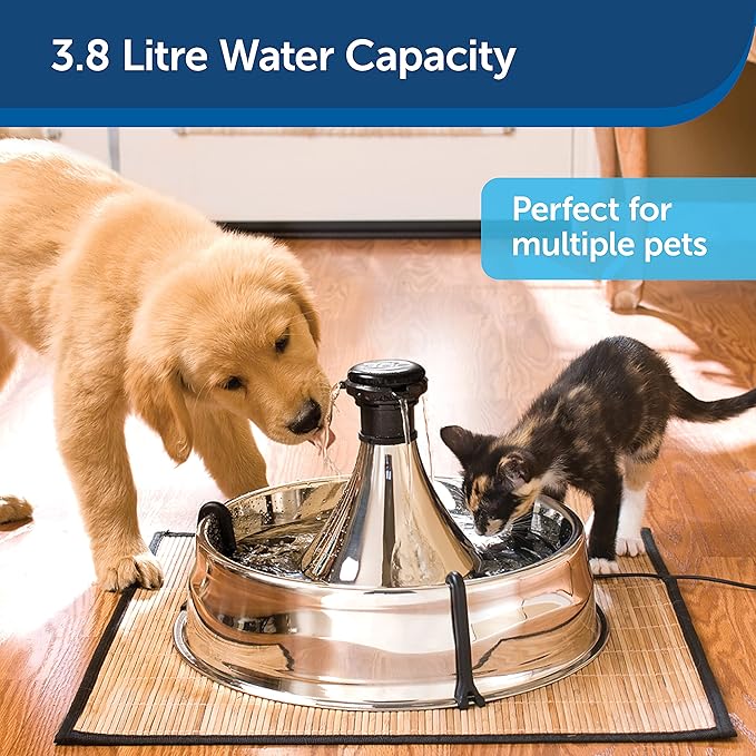 Adjustable 360 Stainless Steel Pet Fountain – 3.8L Customisable Drinking Station for Cats & Dogs by PetSafe