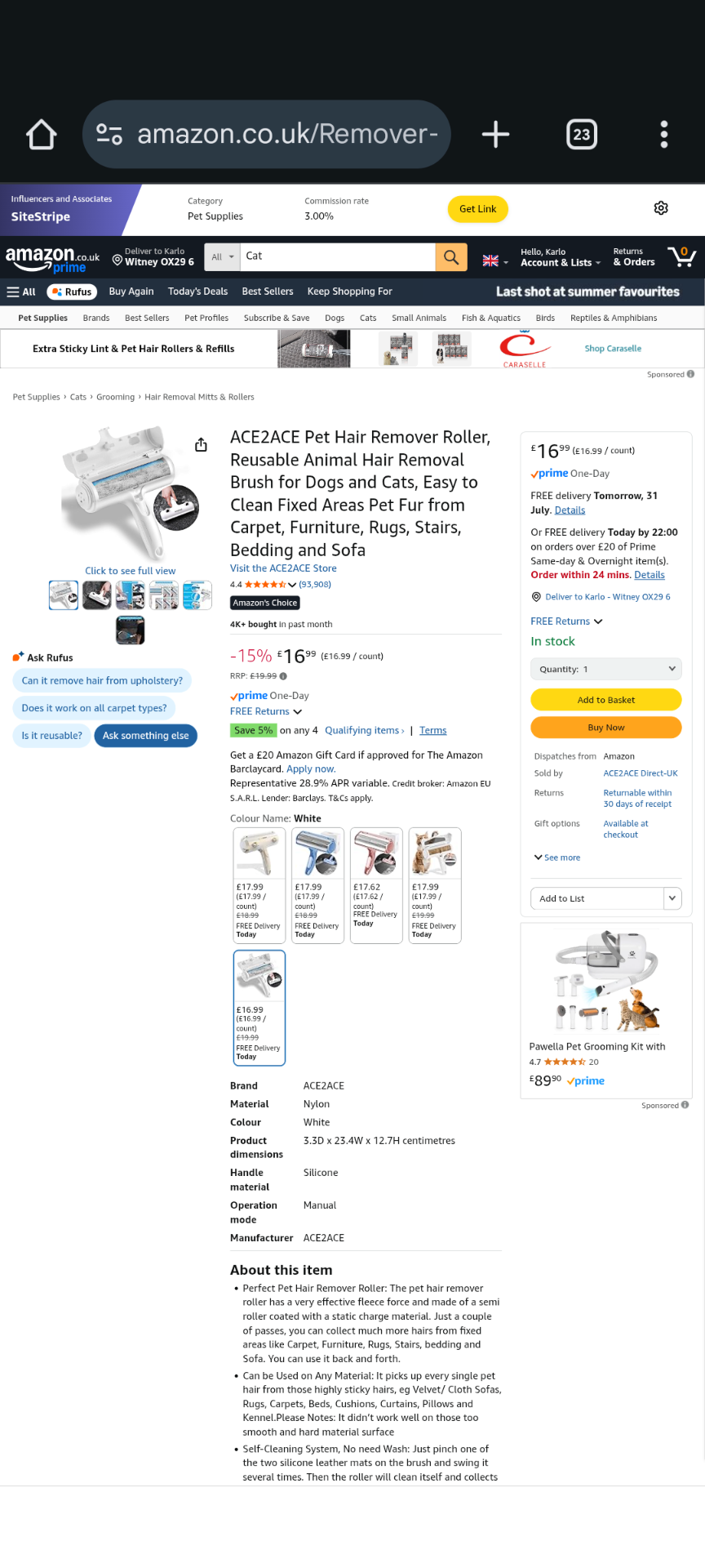 ACE2ALE Hair Kemover Koller Best-Selling Reusable Roller for Dogs & Cats